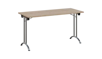 SLC 140 chrom skládací jednací stůl 1394x600, deska 25 mm, podnož chrom, deska dub bardolino